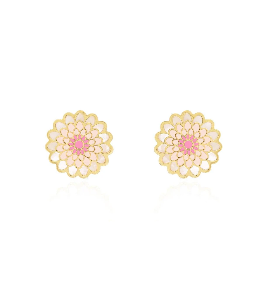 The Lovery Pink Dahlia Flower Stud Earrings