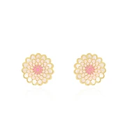 The Lovery Pink Dahlia Flower Stud Earrings