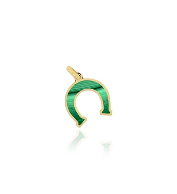 The Lovery Malachite Horseshoe Charm 14K Gold 12 millimeters