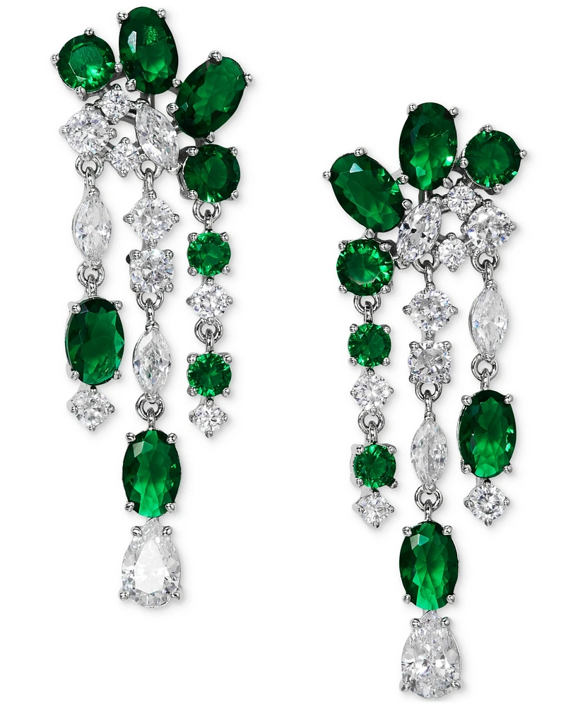 Eliot Danori Silver-Tone Cubic Zirconia Chandelier Earrings