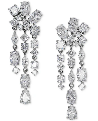 Eliot Danori Silver-Tone Cubic Zirconia Chandelier Earrings