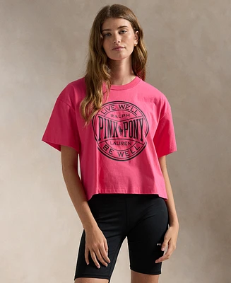 Polo Ralph Lauren Unisex Pink Pony Cotton Jersey Cropped Tee