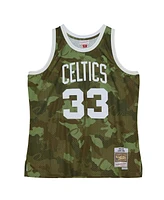 Mitchell & Ness Men's Larry Bird Camo Boston Celtics Hardwood Classics 1985/86 Ghost Green Swingman Jersey