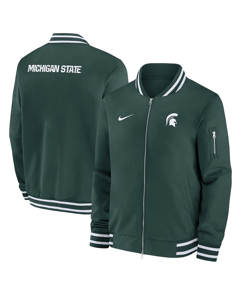 Nike Men's Green Michigan State Spartans 2024 Sideline Full-Zip Bomber Jacket