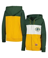 New Era Women's Green Bay Packers Color-Block Full-Zip Hoodie