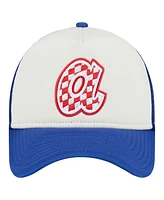 New Era Men's White/Royal Atlanta Braves Checkered Flag A-Frame Trucker 9FORTY Adjustable Hat