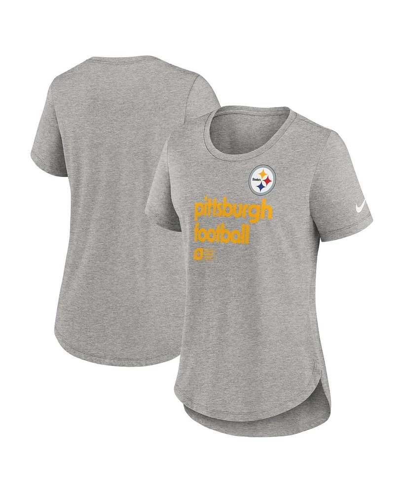 Nike Women's Heather Gray Pittsburgh Steelers Fashion Tri-Blend T-Shirt