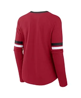 Fanatics Women's Scarlet San Francisco 49ers Won and Done Lace-Up Long Sleeve Fashion Top