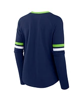 Fanatics Women's College Navy Seattle Seahawks Won and Done Lace-Up Long Sleeve Fashion Top