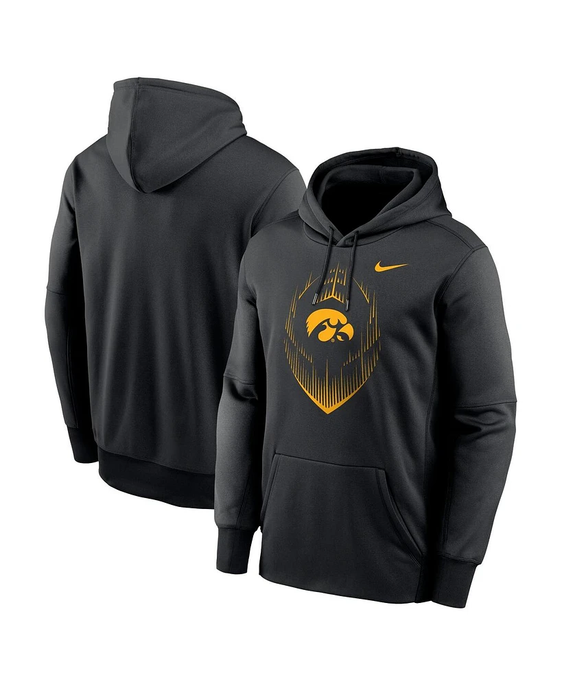 Nike Men's Black Iowa Hawkeyes Football Icon Performance Fleece Pullover Hoodie