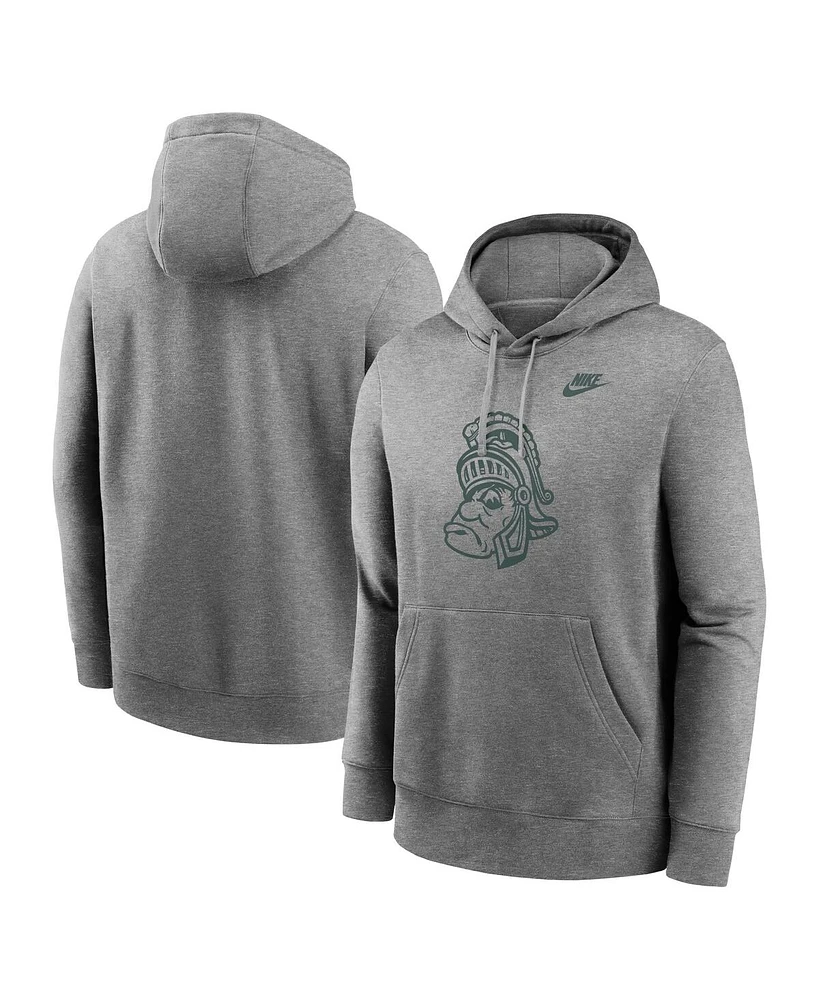 Nike Men's Heather Gray Michigan State Spartans Legacy Logo Club Fleece Pullover Hoodie