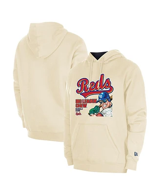 New Era Men's Cream Cincinnati Reds Big League Chew Pullover Hoodie