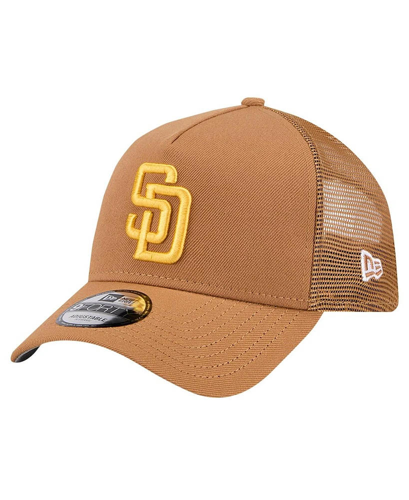 New Era Men's Brown San Diego Padres A-Frame Trucker 9FORTY Adjustable Hat