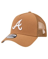 New Era Men's Brown Atlanta Braves A-Frame Trucker 9FORTY Adjustable Hat