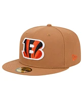 New Era Men's Tan Cincinnati Bengals Color Pack 59FIFTY Fitted Hat with Side Patch