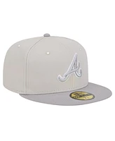 New Era Men's Khaki/Gray Atlanta Braves Two-Tone Color Pack 59FIFTY Fitted Hat