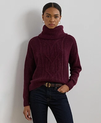 Lauren Ralph Women's Aran-Knit Wool-Blend Turtleneck Sweater