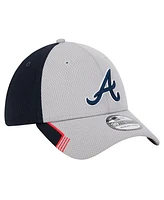 New Era Men's Gray/Navy Atlanta Braves Visor Trim 39THIRTY Flex Hat