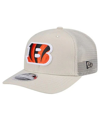 New Era Men's Stone Cincinnati Bengals Canvas Trucker 9SEVENTY Stretch-Snap Hat