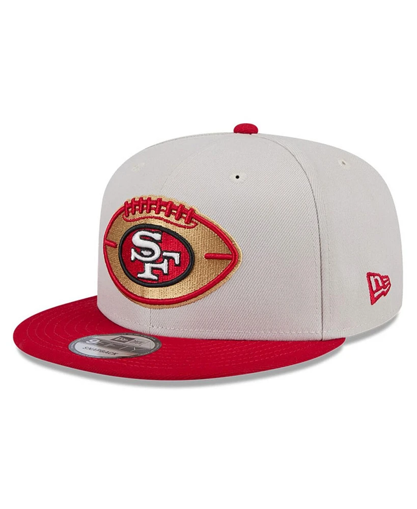 New Era Men's Stone/Scarlet San Francisco 49ers 2024 Sideline Historic 9FIFTY Snapback Hat