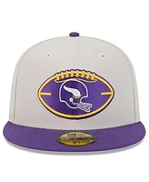 New Era Men's Stone/Purple Minnesota Vikings 2024 Sideline Historic 59FIFTY Fitted Hat