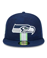 New Era Men's College Navy Seattle Seahawks 2024 Sideline 59FIFTY Fitted Hat