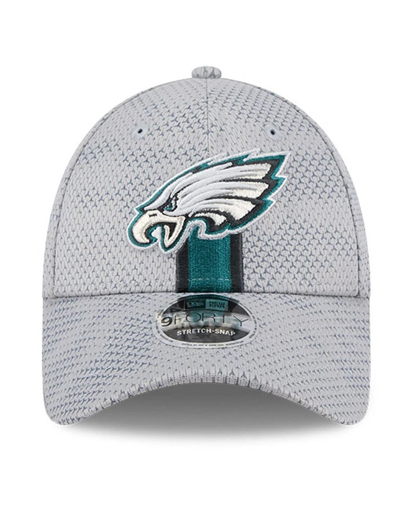 New Era Men's Gray Philadelphia Eagles 2024 Sideline 9FORTY Stretch-Snap Hat