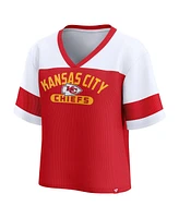 Fanatics Women's Red/White Kansas City Chiefs Homeschool Jersey Poly V-Neck Fashion Top