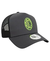 New Era Men's Gray Ac Milan 9FORTY A-Frame Trucker Adjustable Hat