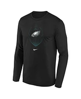 Nike Big Boys and Girls Black Philadelphia Eagles Legend Icon Long Sleeve T-Shirt