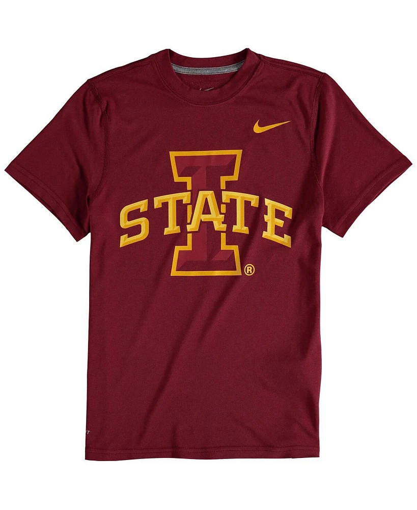 Nike Big Boys and Girls Iowa State Cyclones Cardinal Logo Legend Performance T-Shirt