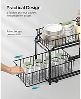 Slickblue 2-Tier Pull Out Cabinet Organizer, Stackable Under Sink Organizer with Storage Basket Drawer Set of 2