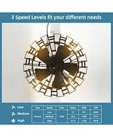 Skonyon 5 Blades Enclosed Ceiling Fan with Light and Remote Control-Black