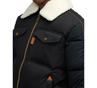 Scotch & Soda Men's Quilted Aviator Jacket with Removable Fleece Collar