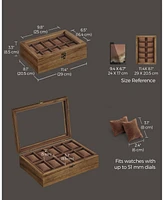 Slickblue -Slot Solid Wood Watch Box with Glass Lid