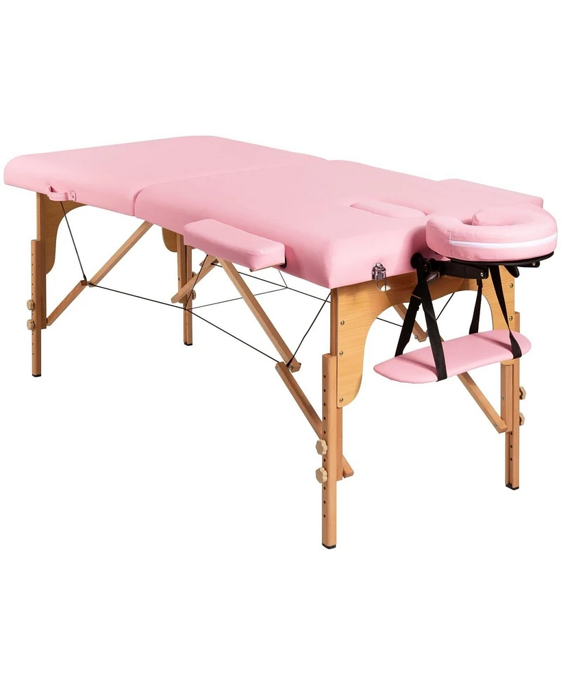 Vebreda Portable Adjustable Facial Spa Bed with Carry Case-Pink