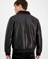 Guess Men's Ryder Faux-Leather Bomber Jacket