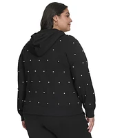 Karl Lagerfeld Paris Plus Embellished Zip-Front Hoodie, Created for Macy's