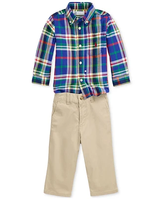 Polo Ralph Lauren Baby Boys Plaid Shirt & Chino Pants, 2 Piece Set