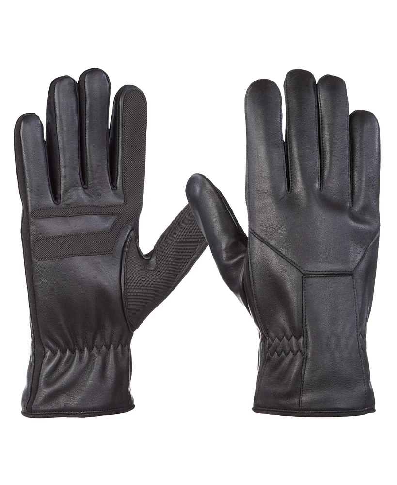 Isotoner Signature Men's Water Repellent Genuine Leather Touchscreen Stretch Gloves