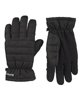 Isotoner Signature Men's Quilted Pongee Gathered Wrist Water Repellent and Touchscreen Gloves