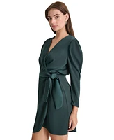 Dkny Women's Faux-Wrap Puff-Sleeve V-Neck Dress