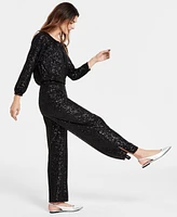 Jm Collection Women's Sequined Pull-On Pants, Created for Macy's