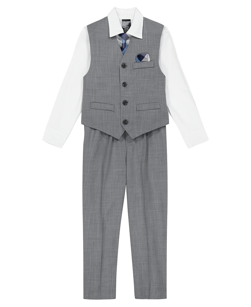 Nautica Toddler and Little Boys Deco Sharkskin Vest, 4-Piece Set