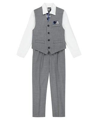 Nautica Toddler and Little Boys Deco Sharkskin Vest, 4-Piece Set