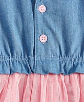 Epic Threads Toddler Girls Gelsey Denim Tulle Dress, Exclusively at Macy's