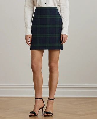 Lauren Ralph Lauren Petite Plaid Wool-Blend Twill Pencil Miniskirt