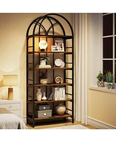 Tribesigns Bookshelf Set of 2, 6-Tier Tall Arched Bookshelves, 78.7" Industrial Metal Open Bookcase and Bookshelves, Free Standing Storage Shelvi