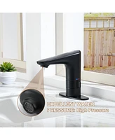 Casainc Drop-In Single-handle Black Bathroom Faucet with Touchless Sensor and Drain Assembly