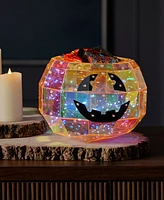 Seasonal Prismatic Iridescent Pumpkin Candy Box 8.86", Led Lights